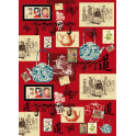 Decoupage 50x70 Antica Cina su fondo rosso